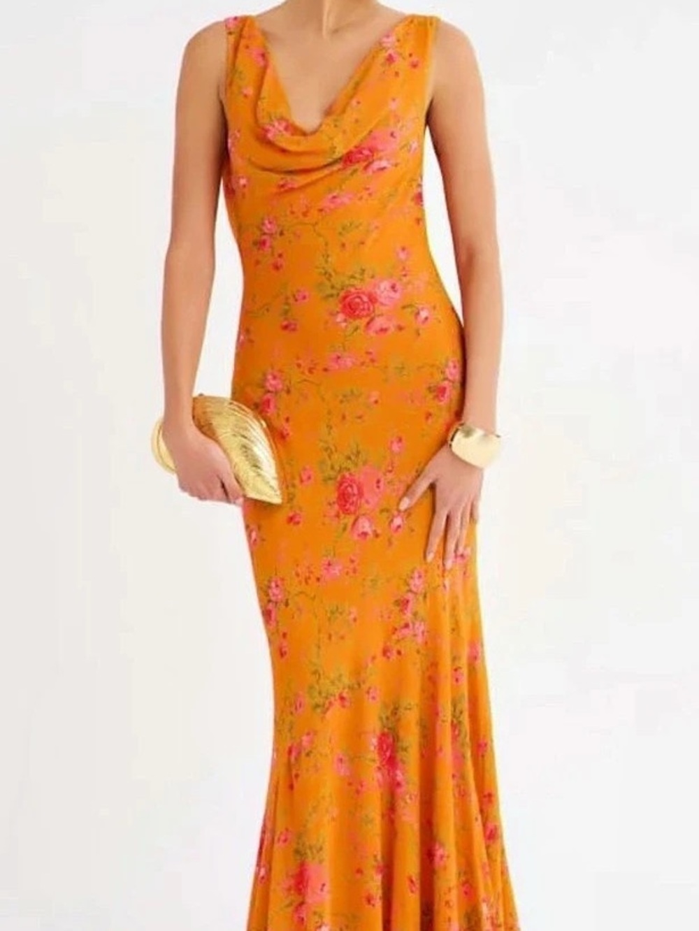 Rumored Golden Hour Floral Maxi Dress in Orange & Pink